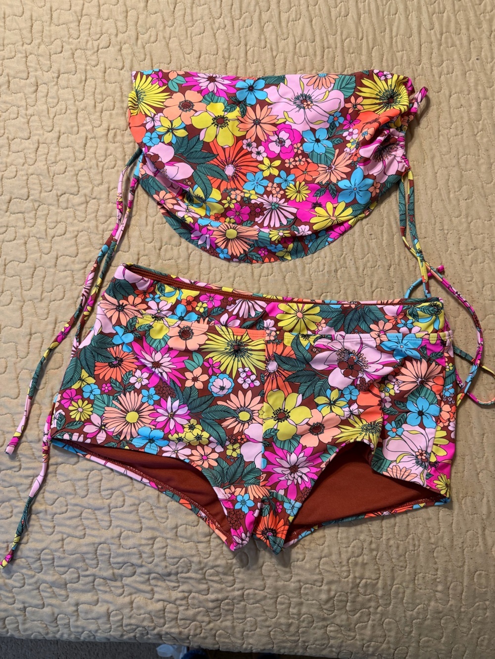 No Boundaries Floral Two-Piece Bikini - Pink, Yellow, Blue, Orange, Green
